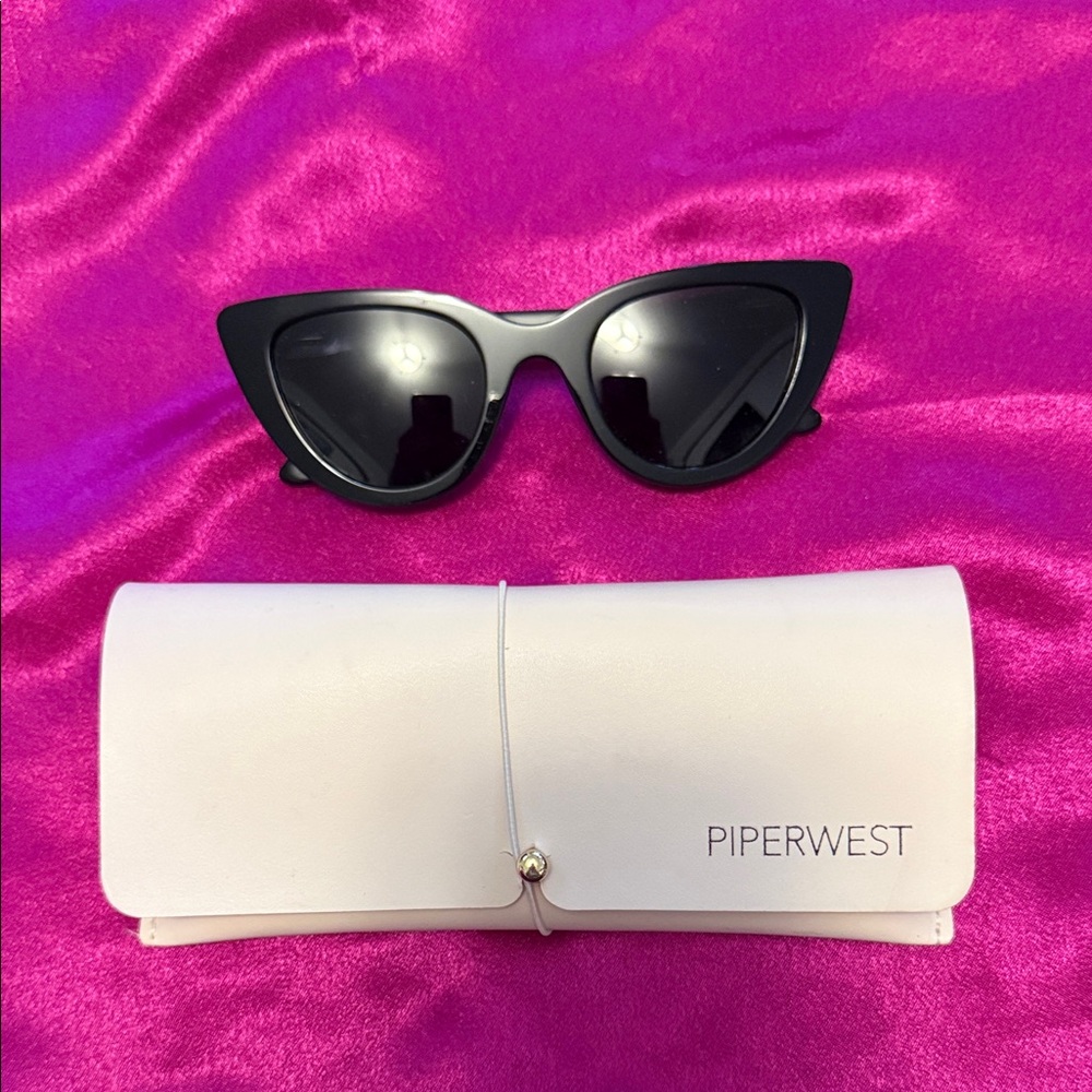 Piper Black Cat-Eye Sunglasses with case and cloth
